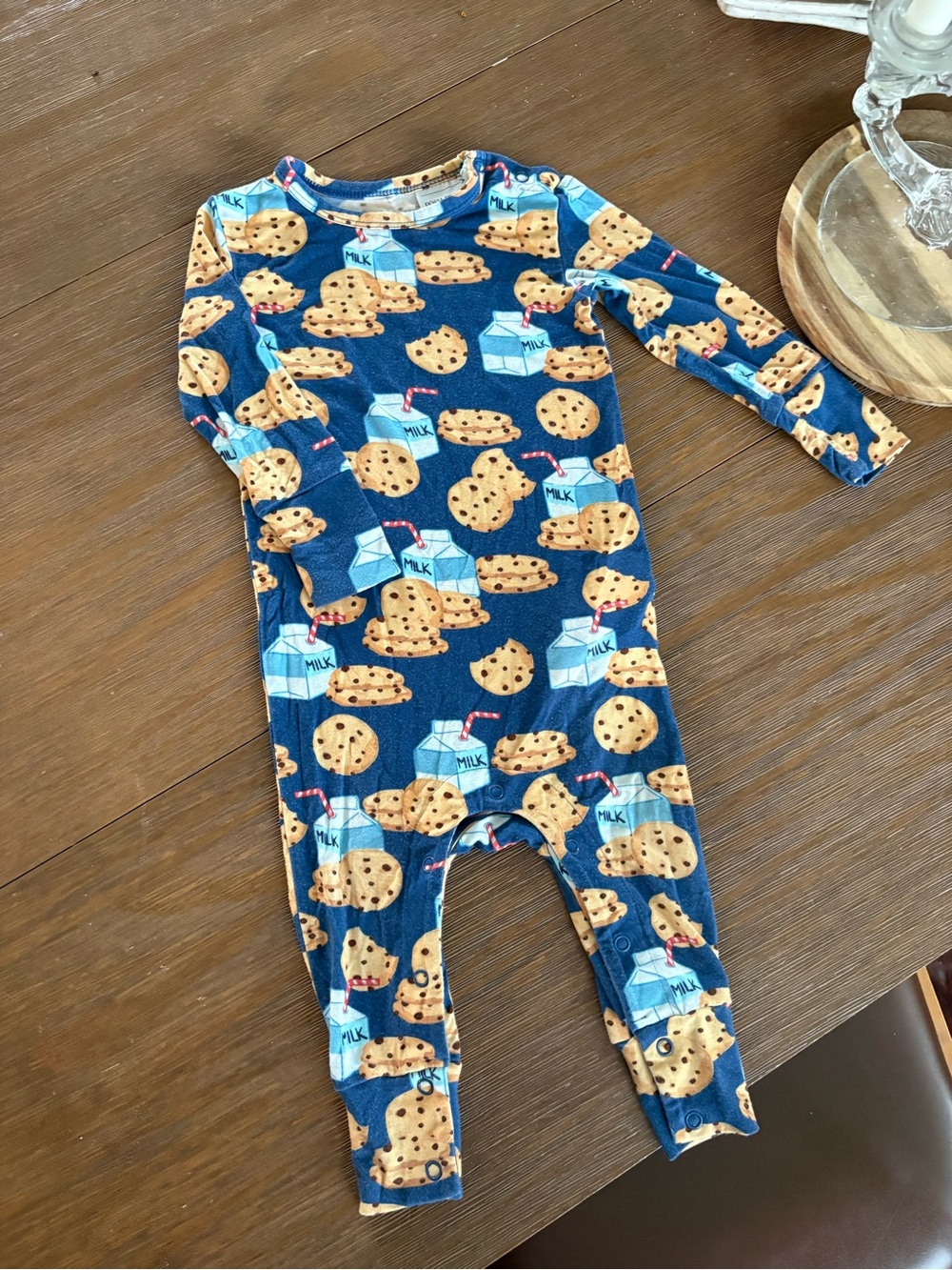 Posh peanut Cookie & Milk Print Kids One-Piece Footie